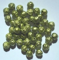 50 8mm Acrylic Metalized Matte Olive Rosebuds